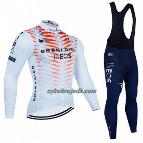 Cykeltøj Langærmet + Bib Cykelbukser 2022 INEOS Grenadiers Hvid Rød